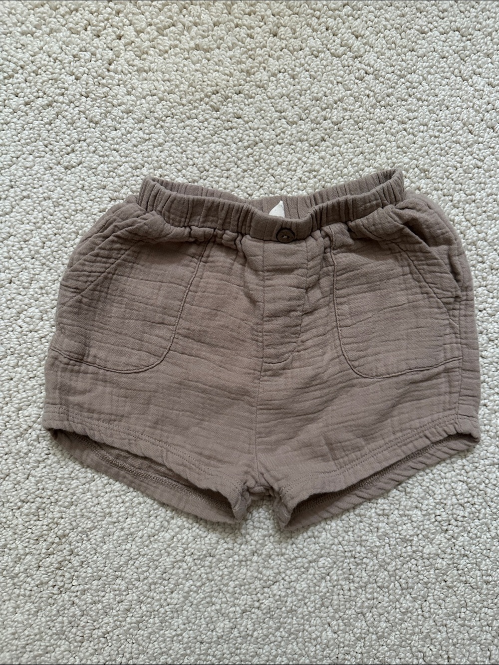 Kids Casual Elastic-Waist Brown Cotton Shorts